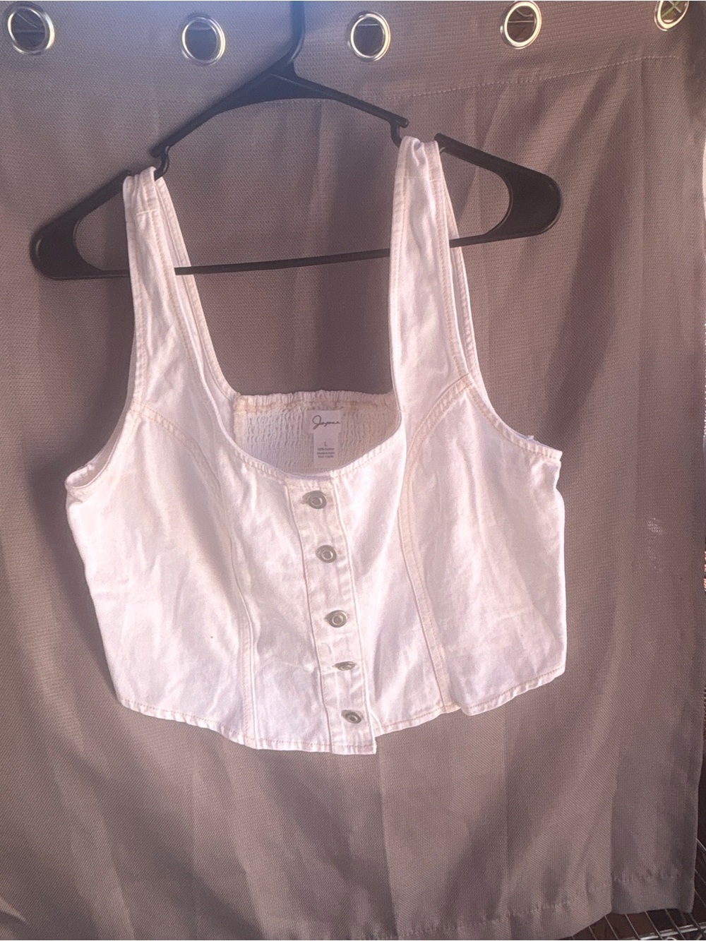 White Button-Front Crop Tank Top - Women